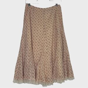 Sundance Catalog Peasant Midi Skirt Floral A Line Cream Rust 4 bv